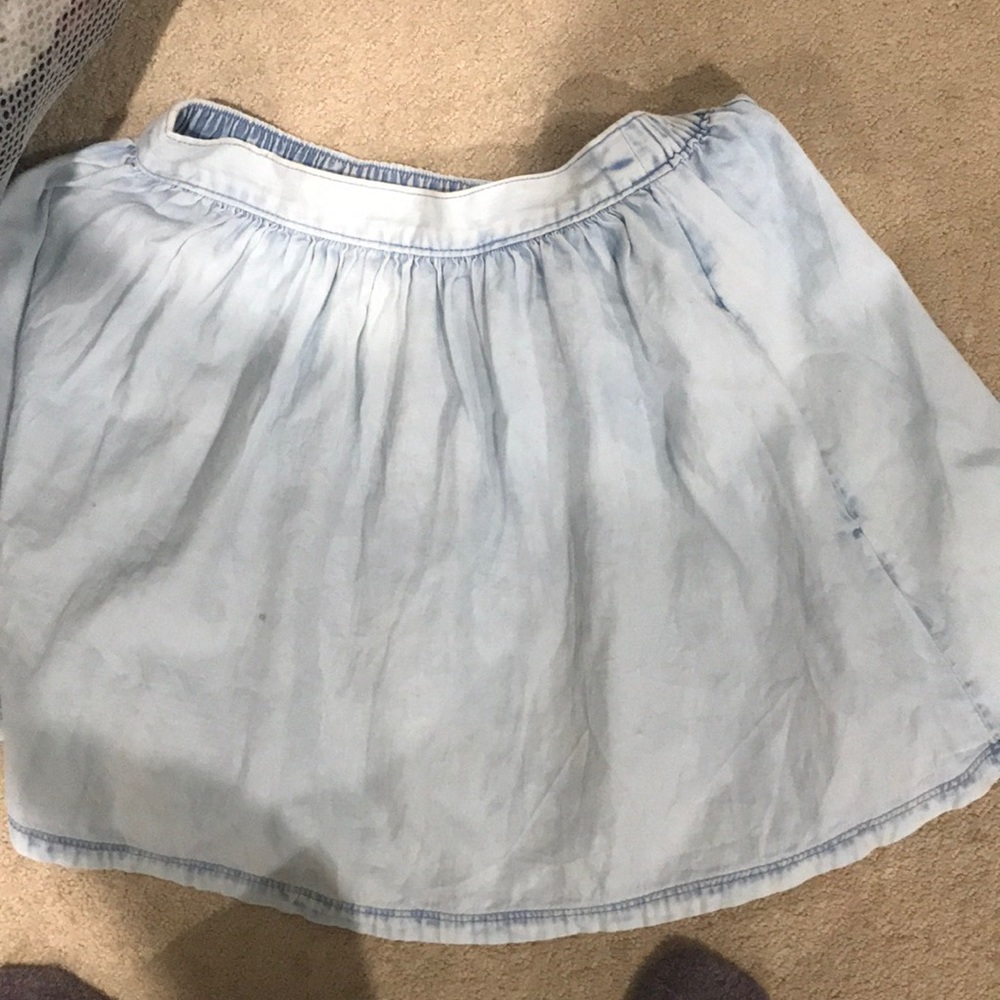 blue denim flowy skirt